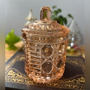 Lidded Pink Jar Windsor Pattern Glass, Jam  Sugar Dish